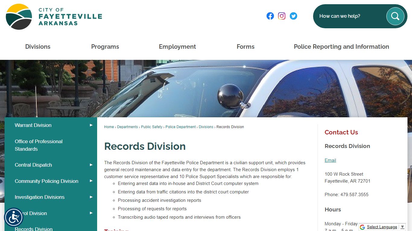 Records Division | Fayetteville, AR - Official Website